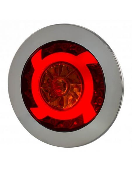 Piloto LED trasero cromado con forma redonda 3 Funciones 12V-24V Horpol | LeonLeds