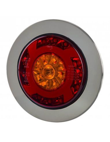 Piloto LED trasero cromado con forma redonda 3 Funciones 12V-24V Horpol | LeonLeds