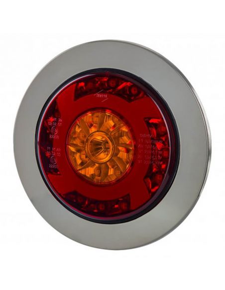Piloto LED trasero cromado con forma redonda 3 Funciones 12V-24V Horpol | LeonLeds