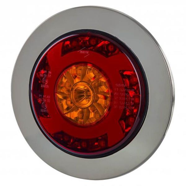 Lanterna traseira LED redonda cromada 3 Funções 12V-24V Horpol | leonleds