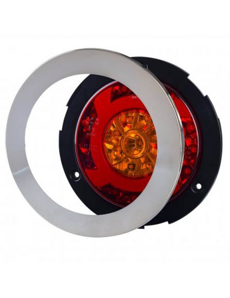 Feu arrière LED rond chromé 3 Fonctions 12V-24V LZD 2423 Horpol | leonleds