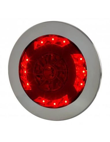 Feu arrière LED rond chromé 3 Fonctions 12V-24V LZD 2423 Horpol | leonleds