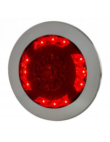Lanterna traseira LED redonda cromada 3 Funções 12V-24V LZD 2423 Horpol | leonleds