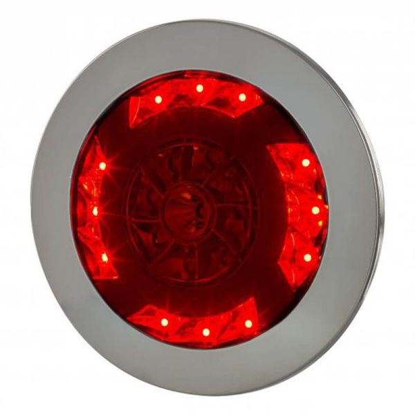 Lanterna traseira LED redonda cromada 3 Funções 12V-24V LZD 2423 Horpol | leonleds