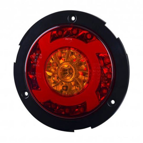 Lanterna traseira LED redonda cromada 3 Funções 12V-24V LZD 2423 Horpol | leonleds