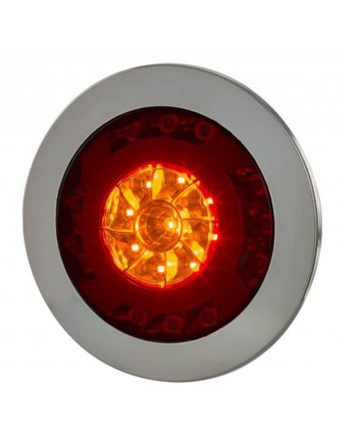 Lanterna traseira LED redonda cromada 3 Funções 12V-24V Horpol | leonleds