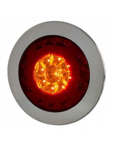 Feu arrière LED rond chromé 3 Fonctions 12V-24V Horpol | leonleds