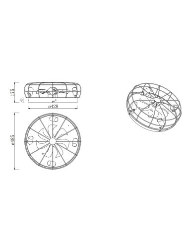 Dimensions ventilateur vintage noir et bois Trondheim