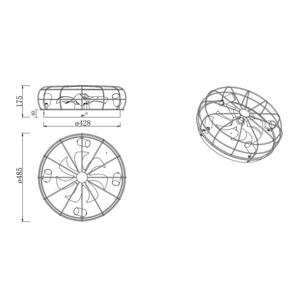 Dimensions ventilateur vintage noir et bois Trondheim