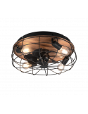 Ventilateur de plafond avec lumière Trondheim noir et bois