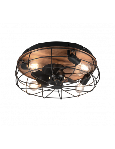 Ventilateur de plafond avec lumière Trondheim noir et bois