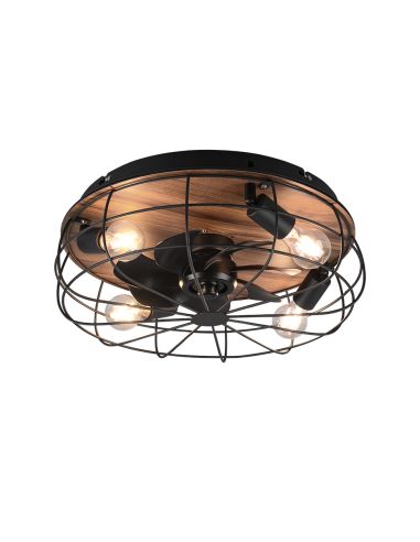 Ventilador de teto com luz Trondheim preto e madeira