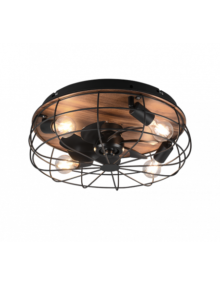 Ventilador de techo con luz Trondheim negro y madera