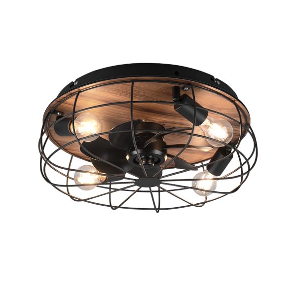 Ventilateur de plafond avec lumière Trondheim noir et bois
