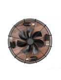 Ventilador de techo con luz Trondheim negro y madera redondo
