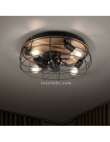 Ventilador con luz Trondheim negro y madera