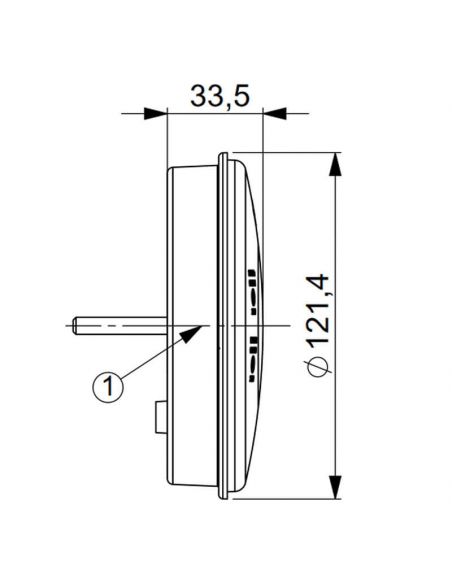 Dimensiones Piloto LED redondo con acabado cromado con Posición, Marcha Atrás y Antiniebla Horpol | LeonLeds