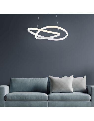 Candeeiro suspenso de metal ajustável Course branco ambiente