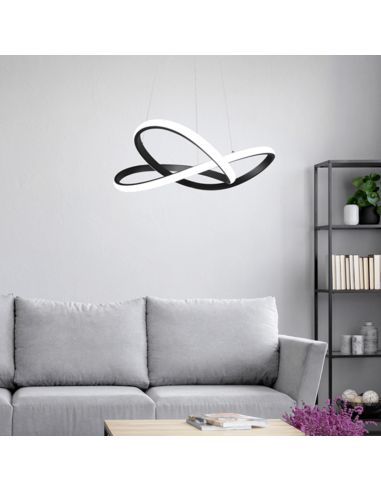 Lámpara colgante de metal regulable Course negro ambiente