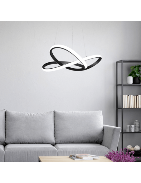 Lámpara colgante de metal regulable Course negro ambiente