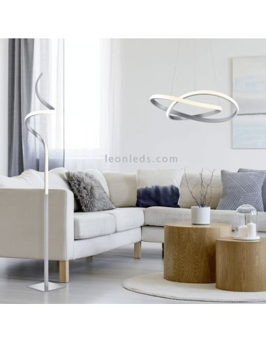 Lampadaire spirale en métal Course nickel ambiant