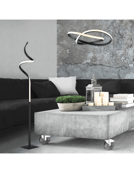 Lampadaire en métal spirale Course noir ambiant