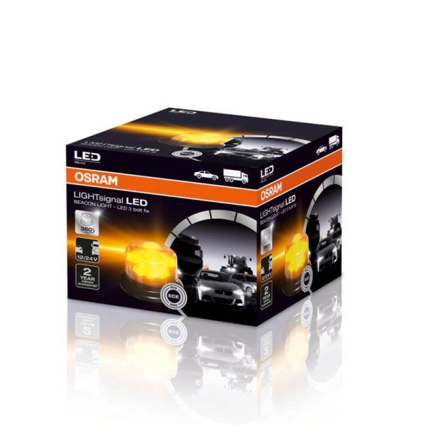 Caja Rotativo LED con luz giratoria LIGHTSignal con sujección mediante 3 tornillos 12V 24V ECE R65 R10 RBL102 Osram | LeonLeds