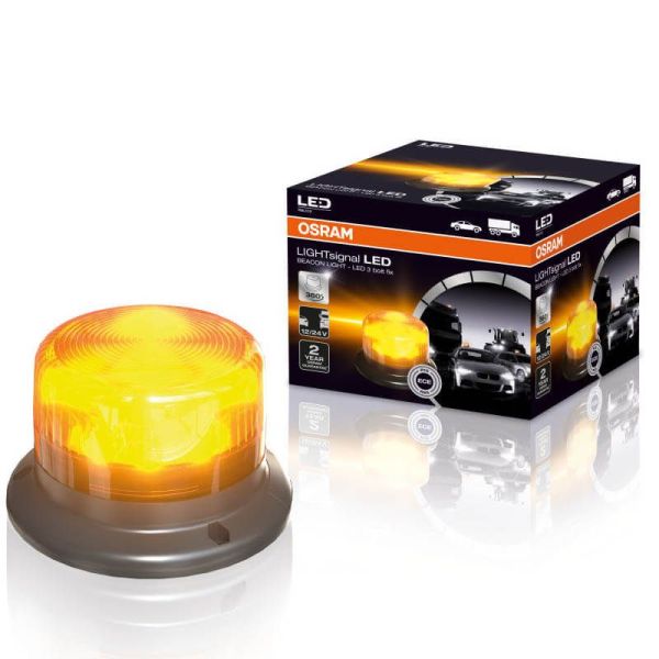 Rotativo LED con luz giratoria LIGHTSignal con sujección mediante 3 tornillos 12V 24V ECE R65 R10 RBL102 Osram | LeonLeds