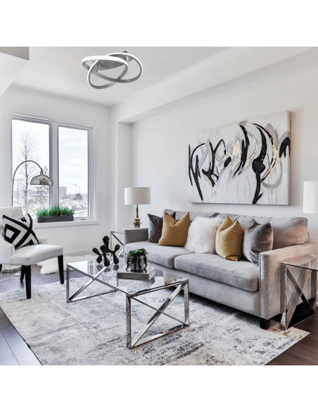 Plafonnier LED Course moderne 3000k ambiant nickel