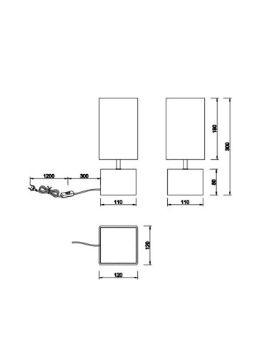 Candeeiro de mesa quadrado pequeno madeirado preto