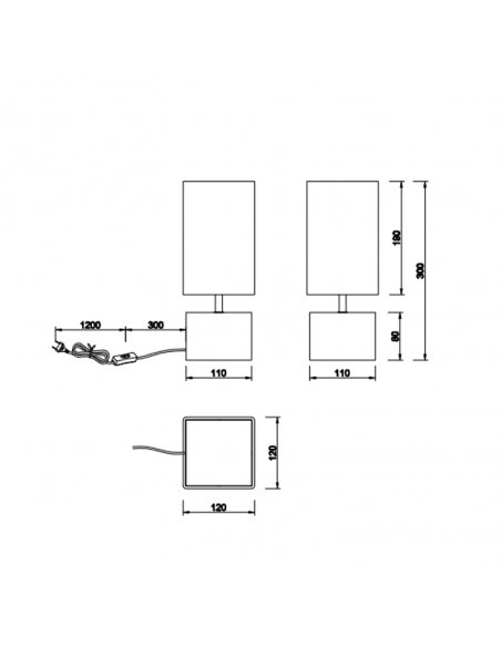 Petite lampe de table carrée noire Woody