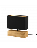 Candeeiro de mesa grande preto amadeirado quadrado