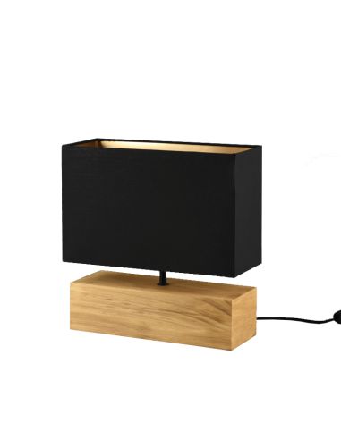 Candeeiro de mesa grande preto amadeirado quadrado