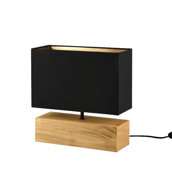 Candeeiro de mesa grande preto amadeirado quadrado