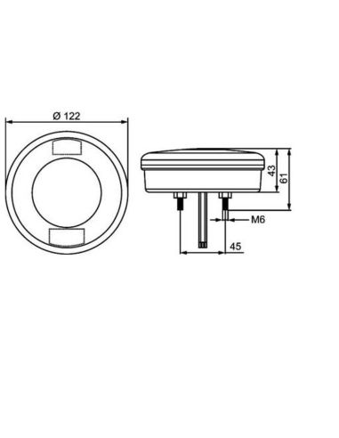 Dimensions du feu arrière LED rond avec antibrouillard et valeur de recul Fit 2NR 357 027-051 Hella | leonleds