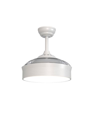 Ventilador de LED branco com pás dobráveis Lâmpada de teto Bombay