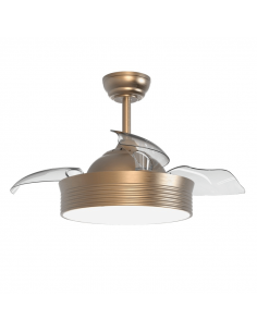 Ventilador de techo moderno LED cuero viejo Bombay