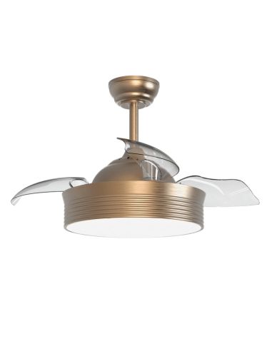 Moderno ventilador de teto LED de couro velho Bombay