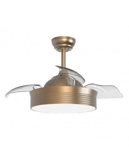 Moderno ventilador de teto LED de couro velho Bombay