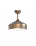 Ventilateur de plafond moderne LED cuir ancien Bombay pales pliantes