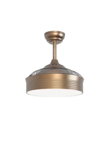 Ventilador de teto moderno LED de couro velho Bombay lâminas dobráveis