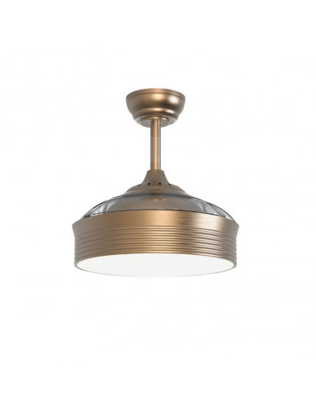 Ventilador de teto moderno LED de couro velho Bombay lâminas dobráveis