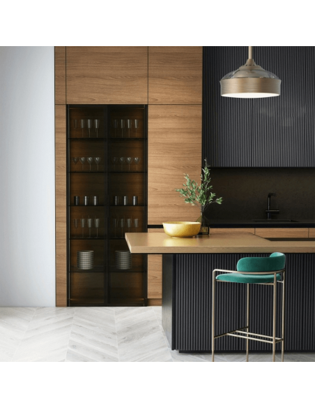 Ventilador de teto LED moderno, atmosfera de Bombaim de couro antigo