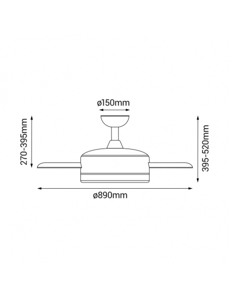 Ventilateur de plafond LED réglable Bombay noir taille S