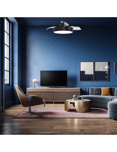 Ventilador de teto LED ajustável preto Bombay ambiente