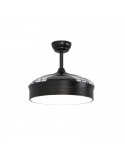 Ventilateur de plafond LED réglable noir Bombay avec pales repliables