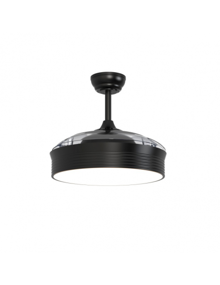 Ventilador de techo LED regulable negro Bombay aspas abatibles