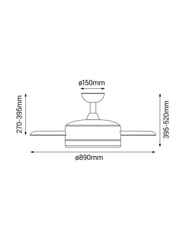 Ventilador de techo DC con luz LED marrón Bombay   talla S