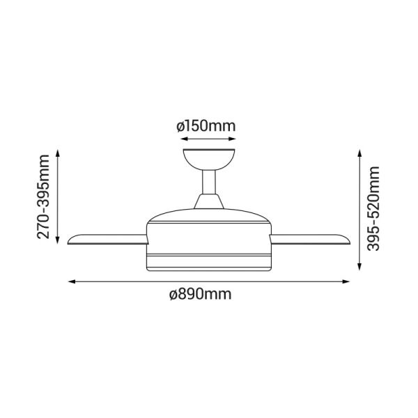 Ventilador de techo DC con luz LED marrón Bombay   talla S