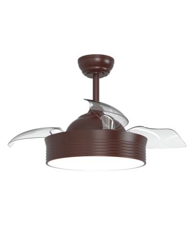 Ventilador de techo DC con luz LED marrón Bombay